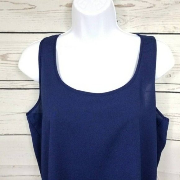 Soprano Womens Sleeveless Racerback Top Blue Scoop Neck Sheer Size L - Picture 2 of 6